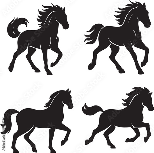 Running Horse Icon Silhouette Vector Illustration  
