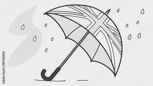 British Rain Umbrella – Aesthetic Minimalism, Clean UK Weather Icon, Modern Cozy Illustration Vector Design