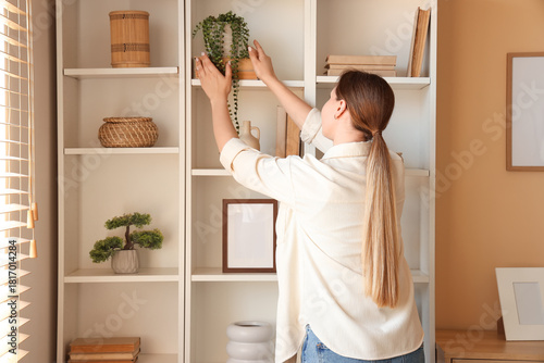 Woman organizing a home boo...