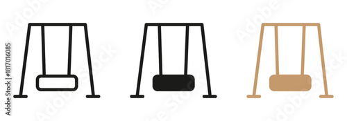 Playful swing set icons perfect for childhood designs, representing joy and carefree moments in playgrounds and parks for family fun