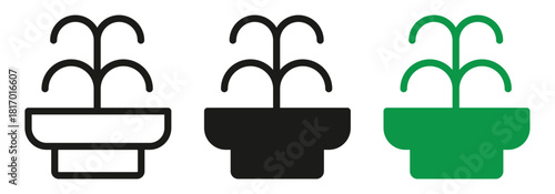 Elegant plant icon set, perfect for nature-themed designs and eco-friendly projects, showcasing growth, simplicity, and modern aesthetics in three stylish variations