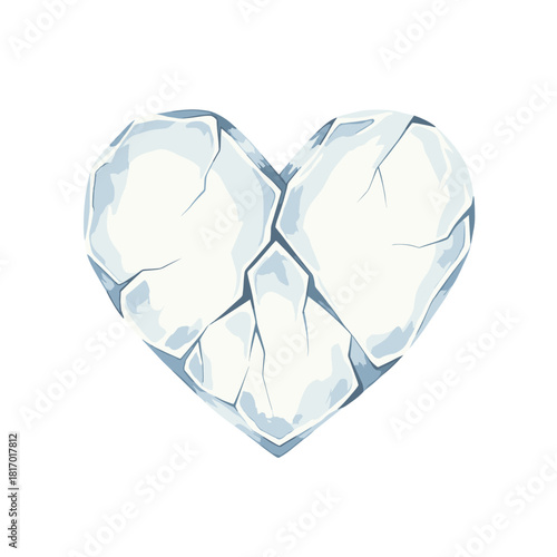 Cracked ice heart symbolizing love and the Harbin Ice Festival  