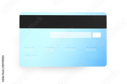Blue credit card on white b...