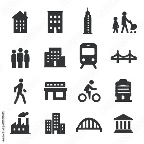 Vector City & Urban Life Icon Bundle in Silhouette Style