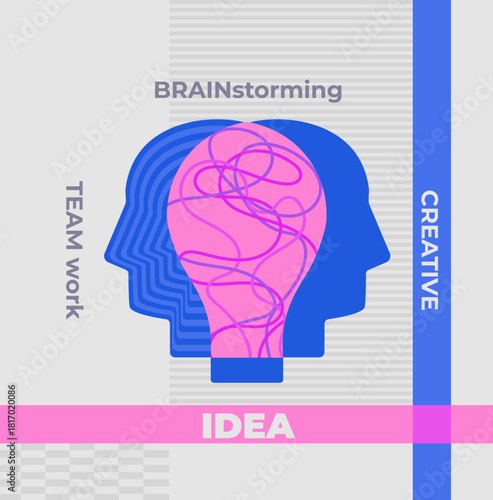 Teamwork concept generating new ideas. Infographic of brainstorming-find solution for business, interaction to get a solution. Vector for web, banners, posters, flyers, social media, marketing.
