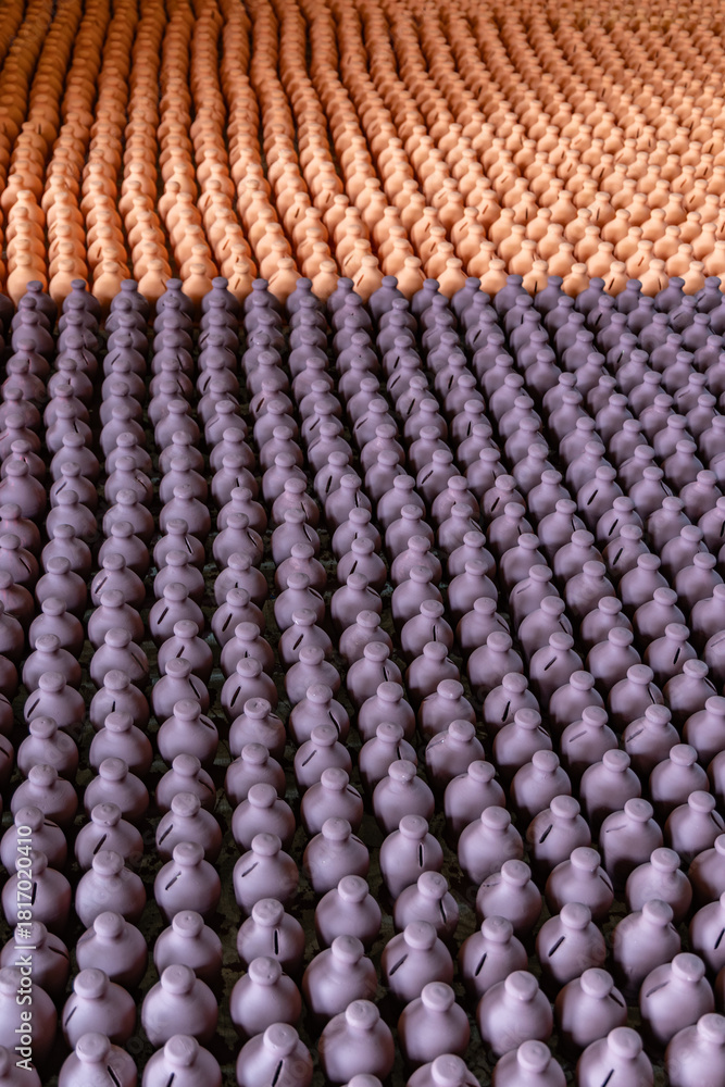 Fototapeta premium Clay pots lined up for sale