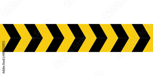 Warning tape with yellow and black diagonal stripes. Warn stop seamless line. Yellow and black caution tape border eps 10