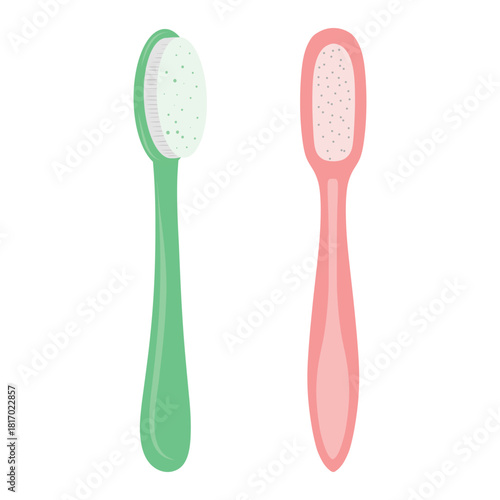 Toothbrush pair illustration, dental brushes. Two toothbrushes vector, oral care tools. Hand-drawn toothbrushes, hygiene set design