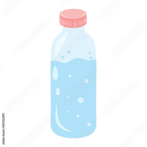 Mouthwash bottle vector, oral rinse illustration. Dental mouthwash container, hygiene bottle. Hand-drawn mouthwash bottle, fresh breath design