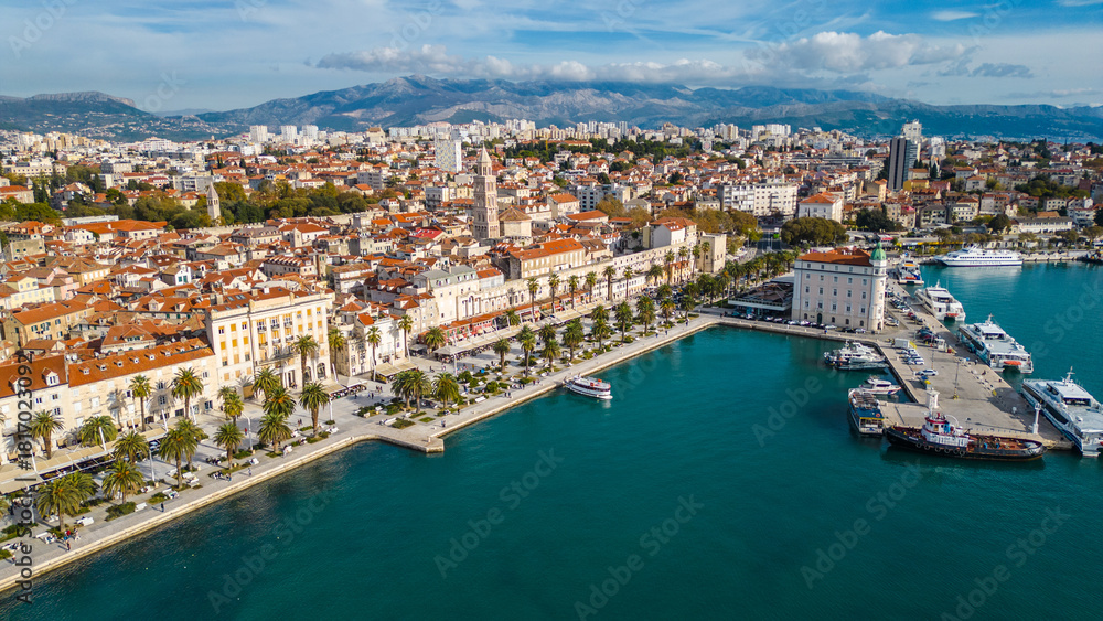 Naklejka premium Split City Harbor Panorama