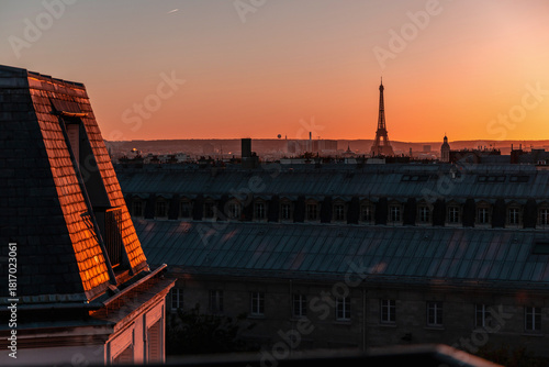 Beautiful sunset over Paris, France