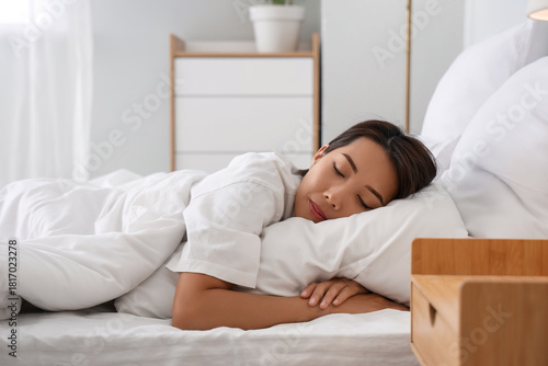 Morning of young Asian woma...