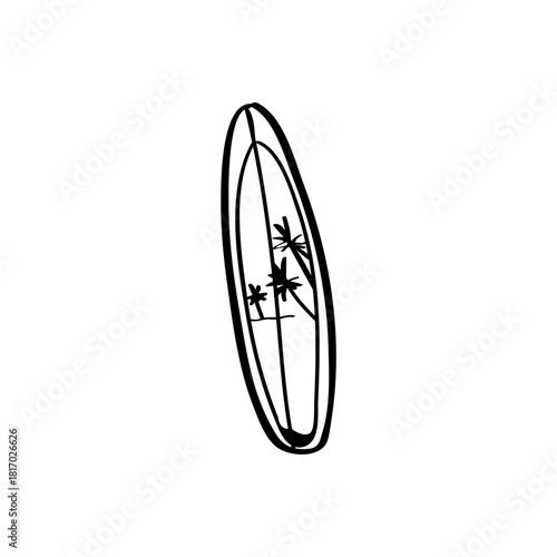 Surfboard hand drawn vector illustration