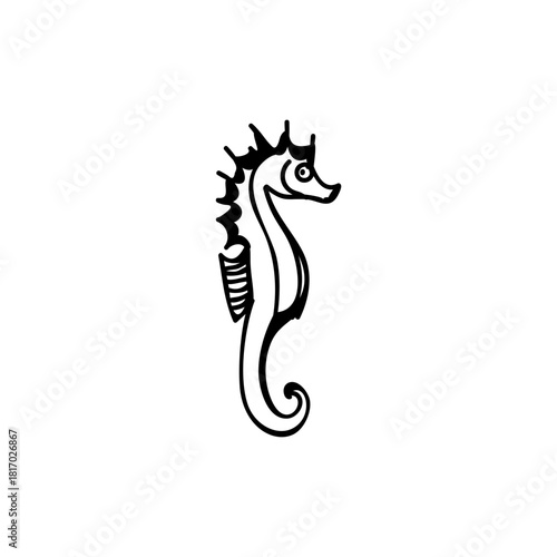 Seahorse hand drawn vector illustration