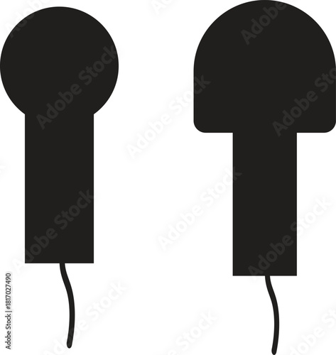 Two Black Earbud Silhouettes earbuds headphones
