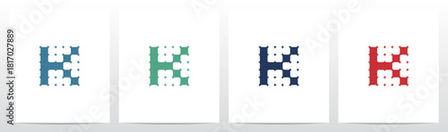 Dots Sparkle Linked Panel Pattern Ink Halftone Letter Initial Logo Design K