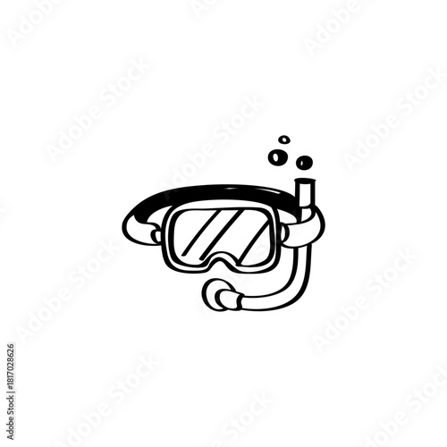 Underwater mask hand drawn vector illustration