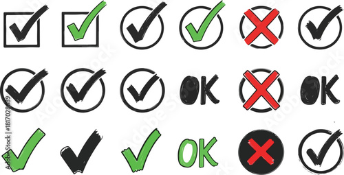 Checkmark and cross symbols collection - 45 chars