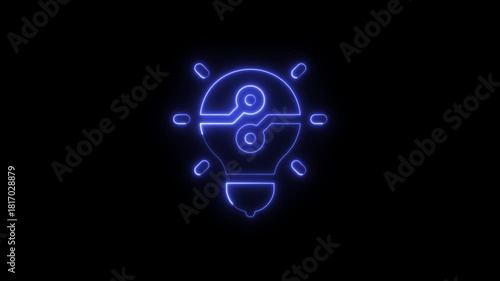 Wallpaper Mural Glowing light bulb symbol animation, Energy idea, Electric neon bulb icon and black background, Neon line drawing light bulb symbol animation concept. 4K video Torontodigital.ca