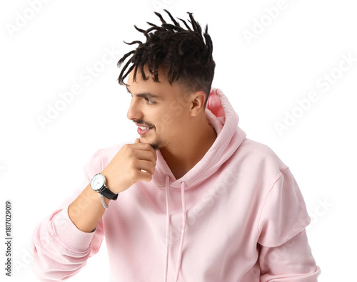 Young man with dreadlocks i...