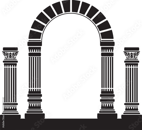 Ancient Greek column and Roman pillar architectural illustration vector style for temple building design