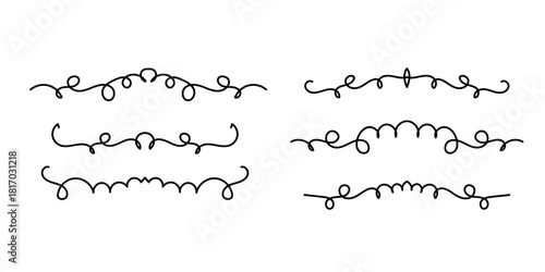 Set of Vintage decorative lines. text dividers. Line border. Lines separators, Borders, Set of various doodle style line dividers and arrow icons for design