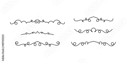 Set of Vintage decorative lines. text dividers. Line border. Lines separators, Borders, Set of various doodle style line dividers and arrow icons for design