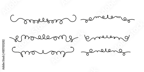 Set of Vintage decorative lines. text dividers. Line border. Lines separators, Borders, Set of various doodle style line dividers and arrow icons for design