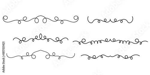 Set of Vintage decorative lines. text dividers. Line border. Lines separators, Borders, Set of various doodle style line dividers and arrow icons for design