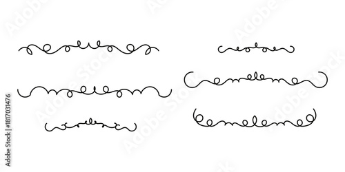 Set of Vintage decorative lines. text dividers. Line border. Lines separators, Borders, Set of various doodle style line dividers and arrow icons for design