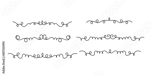 Set of Vintage decorative lines. text dividers. Line border. Lines separators, Borders, Set of various doodle style line dividers and arrow icons for design