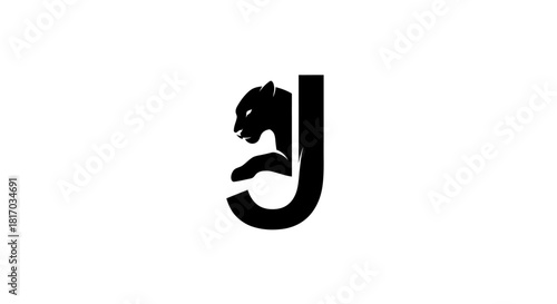 Bold black letter J logo design featuring an integrated jaguar or panther head silhouette.