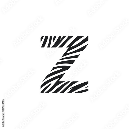 Bold uppercase letter Z featuring a distinctive black and white diagonal zebra skin texture.