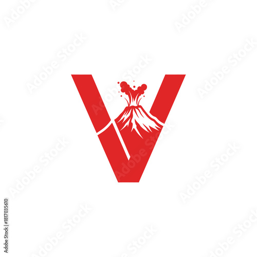 Red V Letter Logo with Stylized Dress Icon, Fashion Brand Identity.