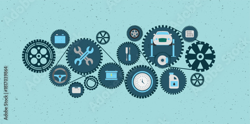 Car Service and Repairing Equipment Vector Design