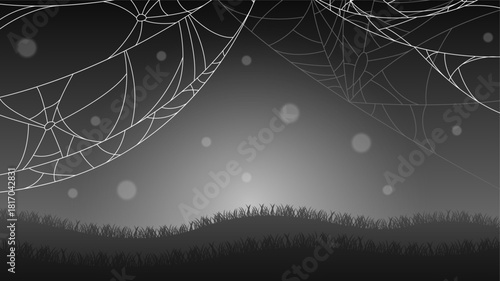 Spider Web On Dark Background Halloween Design Elements Spooky Scary Horror Decor Vector