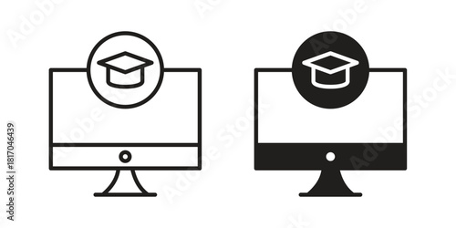 E learning icon pictogram in trendy outline style. icon, sign or symbol.