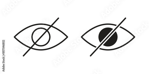 Eye crossed icon pictogram in trendy outline style. icon, sign or symbol.