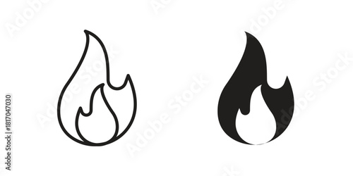 Flame icon pictogram in trendy outline style. icon, sign or symbol.
