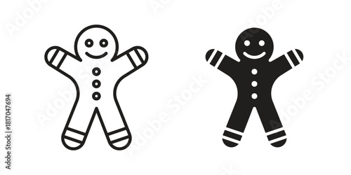 Gingerbread man icon pictogram in trendy outline style. icon, sign or symbol.