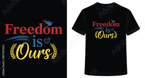Expressive T Shirt Design Featuring Freedom Concept with Bird Accent and Olive Branch Graphic Elements