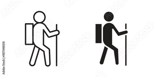 Hiking icon pictogram in trendy outline style. icon, sign or symbol.