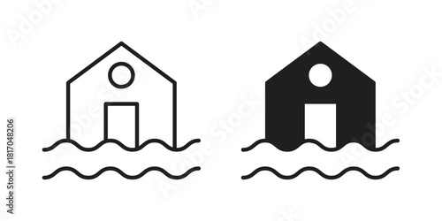 House flood icon pictogram in trendy outline style. icon, sign or symbol.