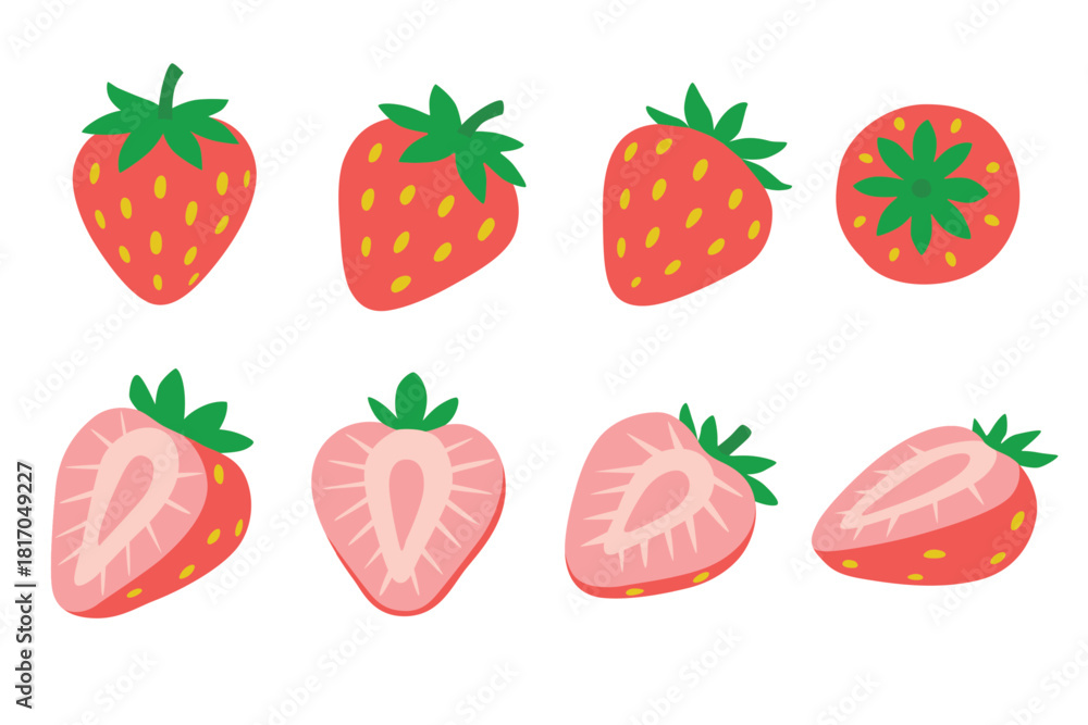 Fototapeta premium Strawberry vector logo isolated on white background. 
