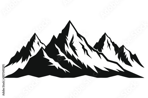 mountain range silhouette with snowy peaks
