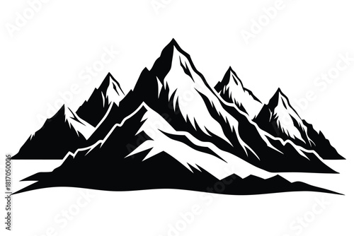 mountain range silhouette with snowy peaks