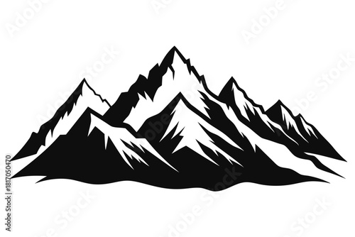 mountain range silhouette with snowy peaks