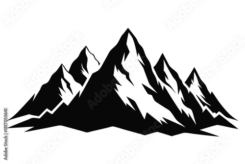 mountain range silhouette with snowy peaks