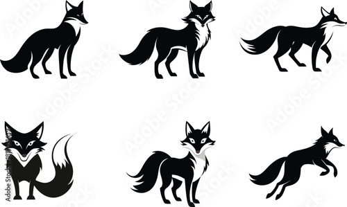 Set of Six fox themed icons 