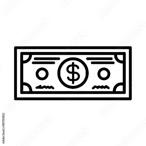 Dollar bill icon vector illustration for business finance and currency related designs and economy themes